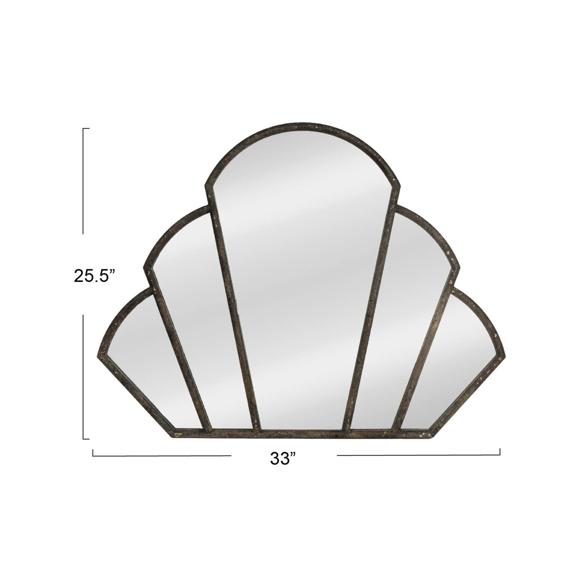 Hello Honey® 33" Black Distressed Metal Scallop Shaped Wall Mirror